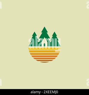 Pine Home Logo-Vorlage. Illustration Des Kiefernvektors Stock Vektor