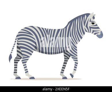 Zebra, gestreiftes Pferd, afrikanisches Savannentier, gestreiftes Fell, Linienmuster. Wildes Tier. Vektor Stock Vektor