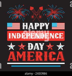 4. Juli T-Shirt Design American Independence Day Konzept Stock Vektor