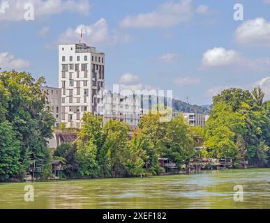 Malzturm Salmenpark in Rheinfelden AG Stockfoto