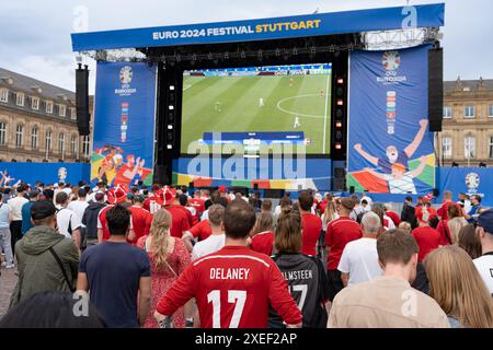 Die Fanzone in Stuttgart während der UEFA Euro 2024. Die Fußball-Europameisterschaft in Deutschland. Stockfoto