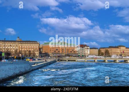 Damm im Zentrum von Stockholm, Schweden Stockfoto