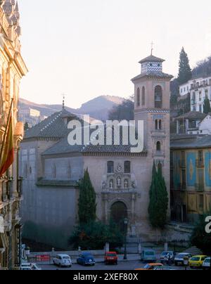 FACHADA DE LA IGLESIA DE SAN GIL Y SANTA ANA - SIGLO XVI. AUTOR: DIEGO DE SILOE (1495-1563). LAGE: ST. ANNE'S CHURCH. GRANADA. SPANIEN. Stockfoto