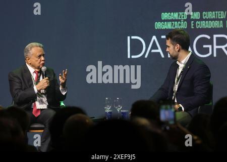 Sao Paulo, Sao Paulo, Brasilien. Juni 2024. Sao Paulo (SP), 27/2024 Ã¢â‚¬' FORUM/GAFFFF/FESTIVAL Ã¢â‚¬' Roberto Rodrigues, ehemaliger Minister des Ministeriums für Landwirtschaft, Viehzucht und Versorgung (Mapa), und Eduardo leite, Gouverneur des Staates Rio Grande do Sul, debattieren über das Panel A Strength of Agro in den brasilianischen Staaten beim Global Agribusiness Forum (GAF), dies ist das wichtigste globale Agrarforum, das am 27. und 28. Juni 2024 in Sao Paulo im Allianz Parque Stadium stattfindet. Im Jahr 2024, zusätzlich zur Stärkung der Bedeutung der LANDWIRTSCHAFT in Brasilien und Internierung Stockfoto