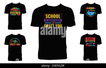 Back to School T-Shirt-Design-Paket Stock Vektor