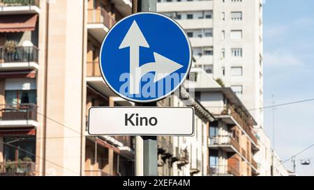 Wegweiser zum Kino Stockfoto