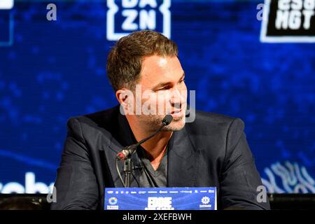 LONDON, VEREINIGTES KÖNIGREICH. Juni 2024. Eddie Hearn während der Queensberry, Matchroom and Riad Season Press Conference in der OVO Arena, Wembley am Mittwoch, 26. Juni 2024, LONDON, ENGLAND. Quelle: Taka G Wu/Alamy Live News Stockfoto