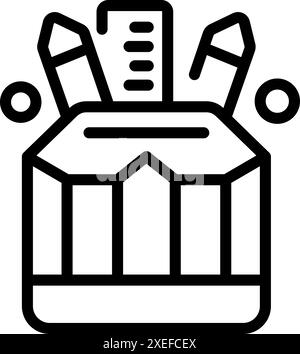 Einfaches Symbol mit einem Bleistifthalter mit Schreibwerkzeugen, perfekt für Kreativität oder Büroorganisation Stock Vektor