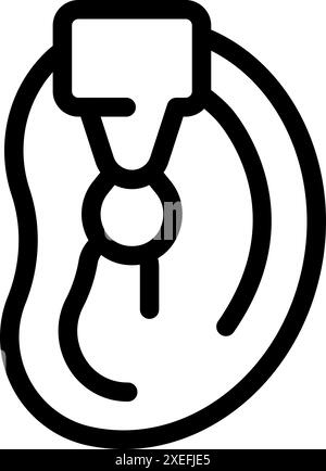 Zeilensymbol eines modernen schnurlosen Ohrhörers mit Berührungssensor Stock Vektor