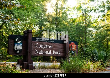 Congaree-Nationalpark-Schild Stockfoto