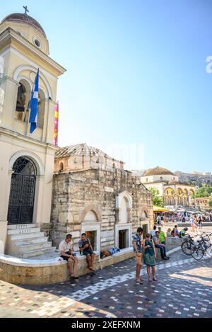 Historischer Monastiraki-Platz in Athen, Hauptstadt Griechenlands am 17. August 2023 Stockfoto