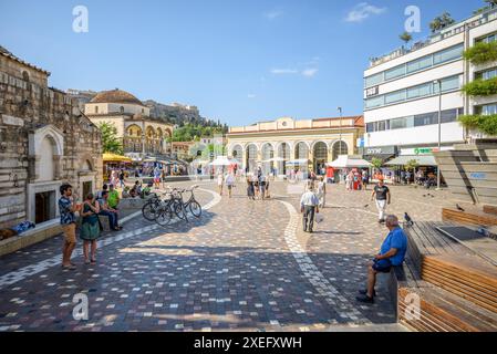 Historischer Monastiraki-Platz in Athen, Hauptstadt Griechenlands am 17. August 2023 Stockfoto