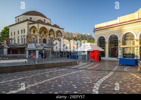 Historischer Monastiraki-Platz in Athen, Hauptstadt Griechenlands am 16. August 2023 Stockfoto