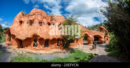 Casa Terracota, Haus aus Lehm Villa de Leyva, Boyaca Departement Kolumbien. Stockfoto