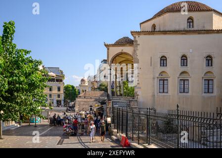 Historischer Monastiraki-Platz in Athen, Hauptstadt Griechenlands am 17. August 2023 Stockfoto