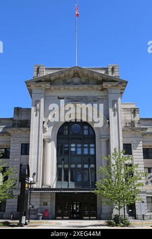 Pacific Central Station, Station Street, False Creek, Vancouver, Burrard Inlet, Straße von Georgien, British Columbia, Kanada, Nordamerika Stockfoto