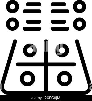 Dieses Symbol zeigt ein klassisches Spiel mit Tic Tac Toe, mit seinem markanten Gitter und seinen Teilen, bereit für ein anspruchsvolles Spiel Stock Vektor