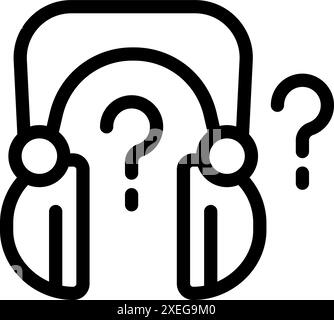 Kopfhörer mit Fragezeichen, die Online-Support und häufig gestellte Fragen darstellen Stock Vektor