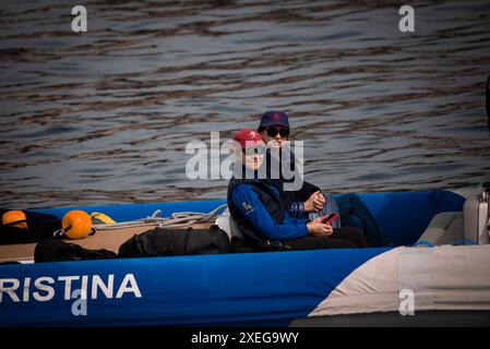 Sanxenxo, Pontevedra, Spanien. März, 15., spanische Infantin Elena auf dem Schnellboot 'Cristina', das mit dem König segelt. Quelle: Xan Gasalla/Alamy Live News Stockfoto
