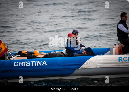 Sanxenxo, Pontevedra, Spanien. März, 15., spanische Infantin Elena auf dem Schnellboot 'Cristina', das mit dem König segelt. Quelle: Xan Gasalla/Alamy Live News Stockfoto
