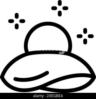 Line Art Ikone eines außerirdischen Raumschiffs, das nachts fliegt Stock Vektor