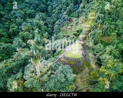 Ciudad Perdida, alte Ruinen in den Bergen der Sierra Nevada. Santa Marta, Kolumbien Wildnis Stockfoto