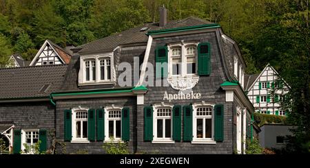 Historische Fachwerkhäuser in Unterburg, Solingen, Bergisches Land, Nordrhein-Westfalen Europa Stockfoto