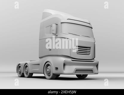 Tonputz von Wasserstoff-Brennstoffzellen-Semi-Truck. Allgemeines Design. 3D-Rendering-Bild. Stockfoto