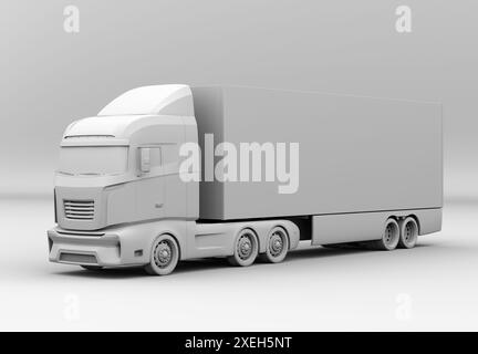 Tonputz von Wasserstoff-Brennstoffzellen-Semi-Truck. Allgemeines Design. 3D-Rendering-Bild. Stockfoto