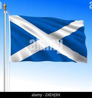 Schottland, amtlich schwenkende Flagge, Region des Vereinigten Königreichs, Vektorillustration Stock Vektor