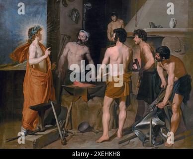 Apolo en la Fragua de Vulcano (deutsch: Apolo en la Fragua de Vulcano) ist ein Ölgemälde von Diego de Velázquez, das nach seinem ersten Italienbesuch im Jahr 1629 fertiggestellt wurde Stockfoto