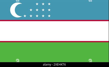 USBEKISTAN Flaggenvektorillustration, offizielle Farbe, Nationalflagge, Symbol der Nation, Regierung, Vektor, Abbildung, isolierte Markierung Stock Vektor