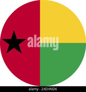 GUINEA-BISSAU Flag in Circle Vektor Illustration, offizielle Farbe, Nationalflagge, Symbol der Nation, Regierung, Flaggenvektor, Flaggendarstellung, Isolat Stock Vektor