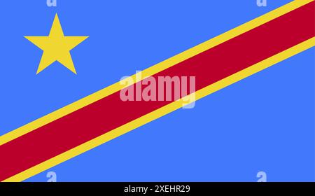 CONGO DEMOCRACY REPUBLIC Flag Vektor Illustration, offizielle Farbe, Nationalflagge, Symbol der Nation, Regierung, Vektor, Abbildung, isolierte Markierung Stock Vektor