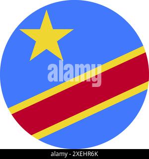 CONGO DEMOCRACY REPUBLIC Flag in Circle Vektor Illustration, offizielle Farbe, Nationalflagge, Symbol der Nation, Regierung, Vektor, Abbildung, Stock Vektor