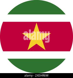 SURINAME Flag in Circle Vektor Illustration, offizielle Farbe, Nationalflagge, Symbol der Nation, Regierung, Vektor, Abbildung, isolierte Markierung Stock Vektor