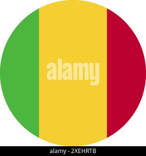 MALI Flag in Circle Vektor Illustration, offizielle Farbe, Nationalflagge, Symbol der Nation, Regierung, Vektor, Abbildung, isolierte Markierung Stock Vektor