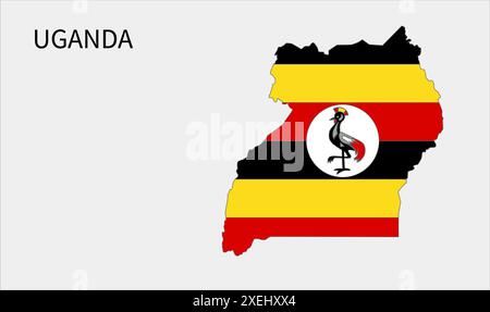 Uganda Flaggenkarte, offizielle Farbe mit Proportionen, vollständig editierbare Illustration, Vektor, Flagge, Regierung, Nationalflagge, Patriotismus Stock Vektor