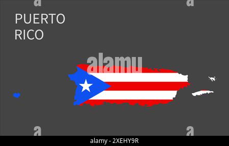 Puerto Rico Flaggenkarte, offizielle Farbe mit Anteil, vollständig editierbare Illustration, Vektor, Flagge, Regierung, Nationalflagge, Patriotismus Stock Vektor