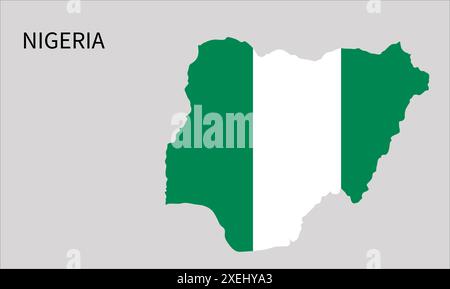 Nigeria Flaggenkarte, offizielle Farbe mit Proportionen, vollständig editierbare Illustration, Vektor, Flagge, Regierung, Nationalflagge, Patriotismus Stock Vektor