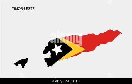 Timor Leste Flaggenkarte, offizielle Farbe mit Anteil, vollständig editierbare Illustration, Vektor, Flagge, Regierung, Nationalflagge, Patriotismus Stock Vektor