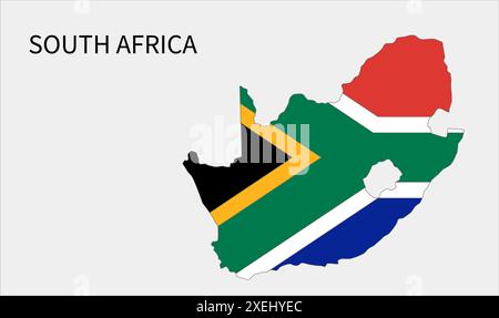 Südafrika Flaggenkarte, offizielle Farbe mit Anteil, vollständig editierbare Illustration, Vektor, Flagge, Regierung, Nationalflagge, Patriotismus Stock Vektor