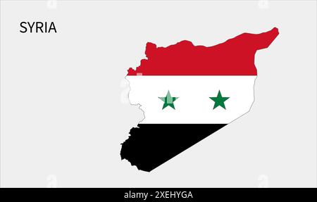 Syrien Flaggenkarte, offizielle Farbe mit Anteil, vollständig editierbare Illustration, Vektor, Flagge, Regierung, Nationalflagge, Patriotismus Stock Vektor