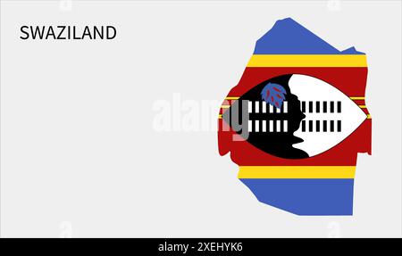 Swasiland Flaggenkarte, offizielle Farbe mit Anteil, vollständig editierbare Illustration, Vektor, Flagge, Regierung, Nationalflagge, Patriotismus Stock Vektor