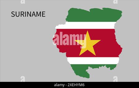 Suriname Flaggenkarte, offizielle Farbe mit Proportionen, vollständig editierbare Illustration, Vektor, Flagge, Regierung, Nationalflagge, Patriotismus Stock Vektor