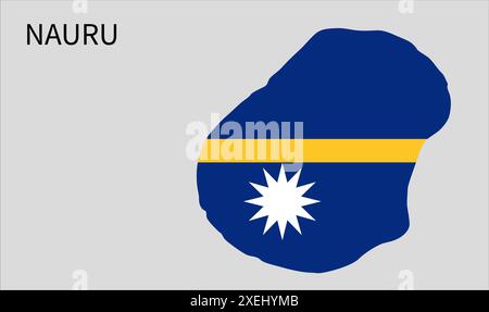 Nauru-Flaggenkarte, offizielle Farbe mit Proportionen, vollständig editierbare Illustration, Vektor, Flagge, Regierung, Nationalflagge, Patriotismus Stock Vektor