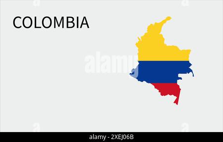 Kolumbien Flaggenkarte, offizielle Farbe mit Proportion, vollständig editierbare Illustration, Vektor, Flagge, Regierung, Nationalflagge, Patriotismus Stock Vektor