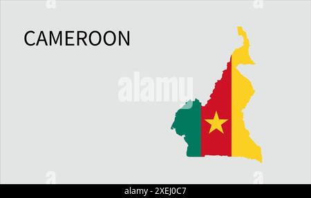 Kamerun Flaggenkarte, offizielle Farbe mit Anteil, vollständig editierbare Illustration, Vektor, Flagge, Regierung, Nationalflagge, Patriotismus Stock Vektor