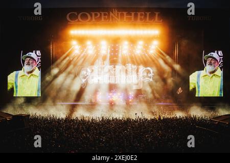 Kopenhagen, Dänemark. Juni 2024. Die amerikanische Rap-Rock-Band Limp Bizkit gibt ein Live-Konzert während des dänischen Heavy-Metal-Festivals Copenhell 2024 in Kopenhagen. Stockfoto