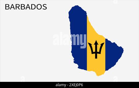 Barbados Flaggenkarte, offizielle Farbe mit Proportionen, vollständig editierbare Illustration, Vektor, Flagge, Regierung, Nationalflagge, Patriotismus Stock Vektor